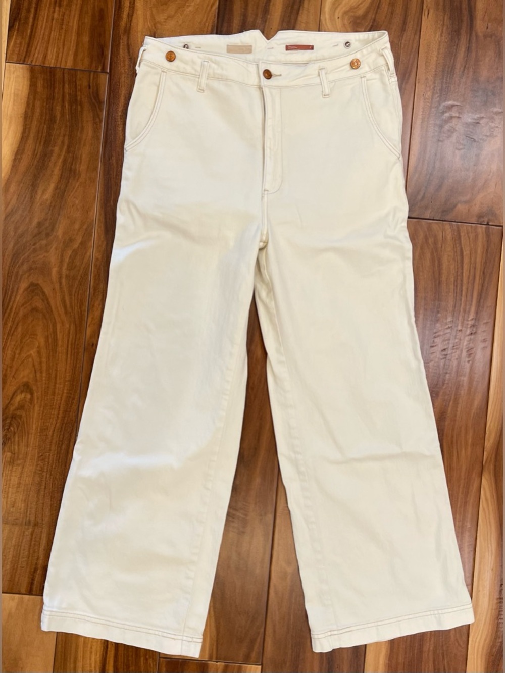 Anthropologie Pilcro white cream The Pier straight trouser jeans wide leg W 30